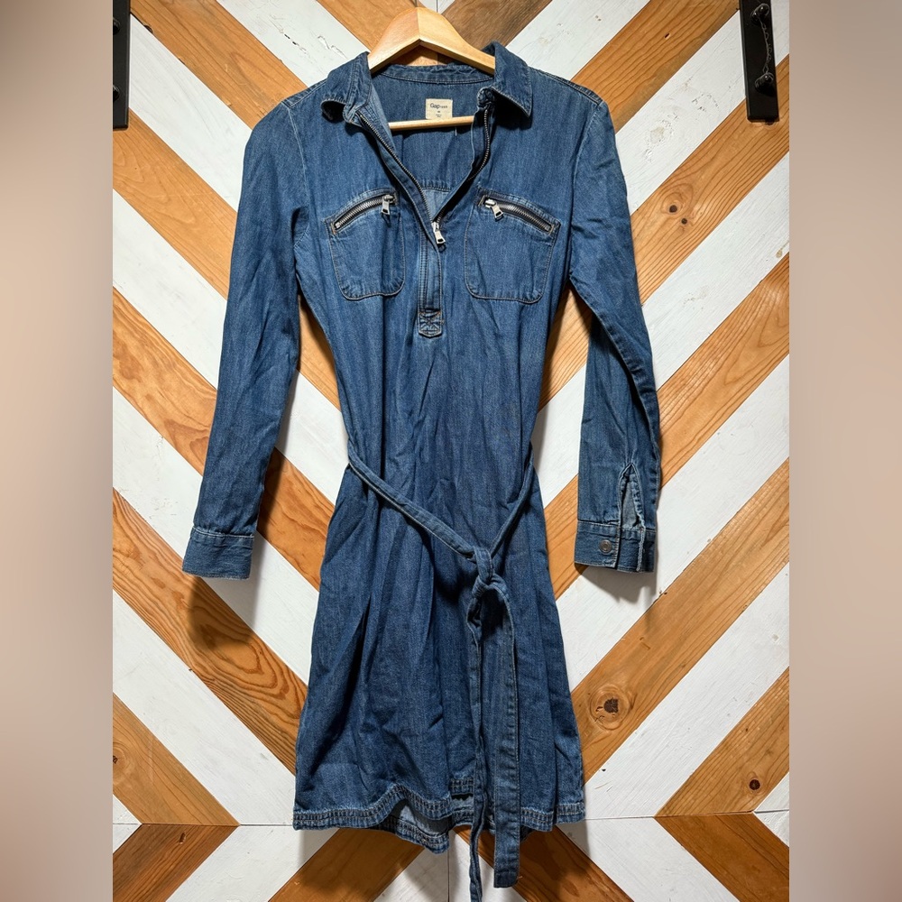 GAP Blue Denim Zip-Up dress